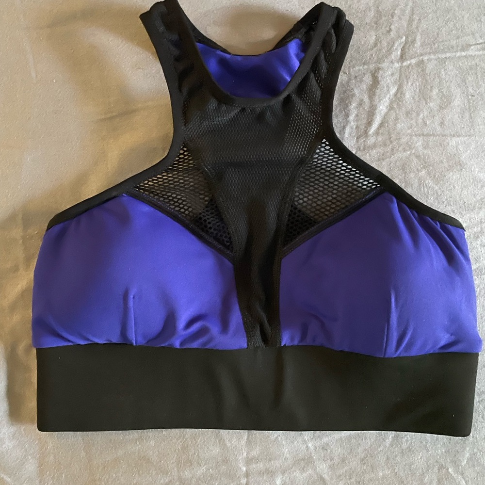 MICHI Black and Blue Mesh Sports Bra
